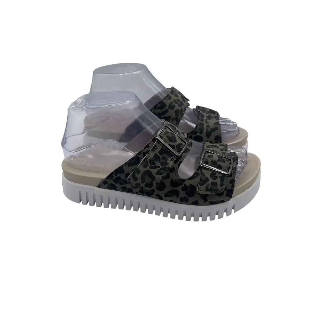 Isle Jacobsen Hornbaek Tulip Platform Sandals Leopard Print Slides Womens 36 6